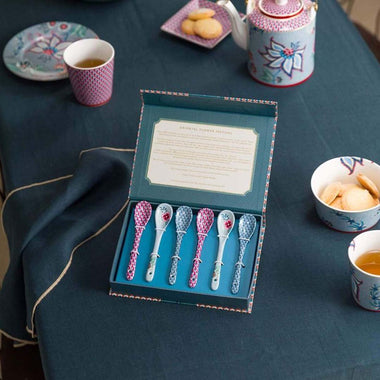 Pip Studio Oriental Flower Festival Set of 6 Teaspoons - Blue